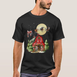 Camiseta Papai Noel engraçado Trator Vacas Fazenda Agricult