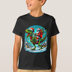 Camiseta Papai Noel Esqueleto Montando Dinossauro T Rex Nat