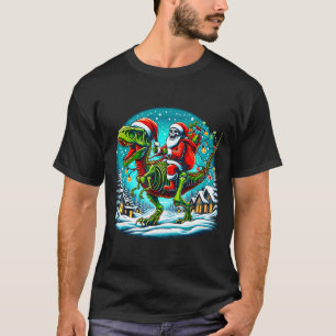Camiseta Papai Noel Esqueleto Montando Dinossauro T Rex Nat