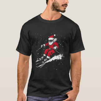 Camiseta Papai Noel Esqui Divertido Esquiando Natal