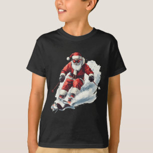 Camiseta Papai Noel Esquiando Natal Divertido Esquiador Cor