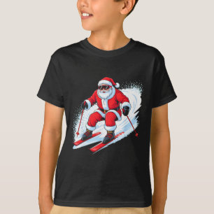 Camiseta Papai Noel Esquiando Natal Divertido Esquiador Cor