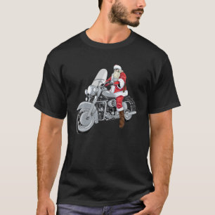 Camiseta Papai Noel Está Andando Na Moto De Natal Para Home