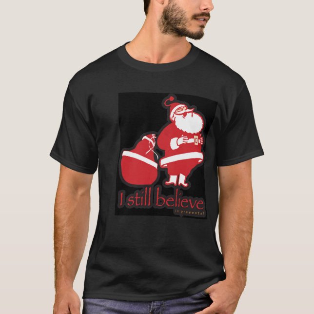 Camiseta Papai noel, eu ainda acredito… nos presentes (Frente)