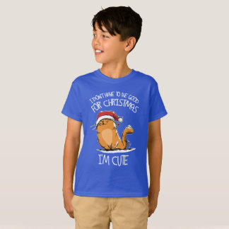 Camiseta Papai noel eu sou um gato bonito assim que eu não