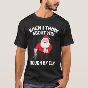 Camiseta Papai Noel eu toco em meu presente engraçado do