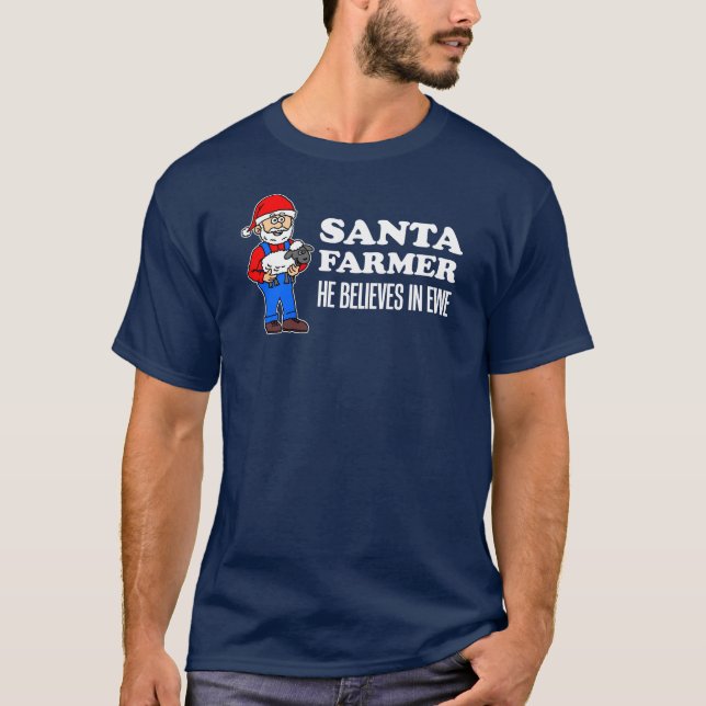 Camiseta Papai noel Farmer Acredita No Ewe Pun (Frente)