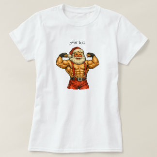 Camiseta Papai Noel Fisiculturista Vintage Natal Divertido