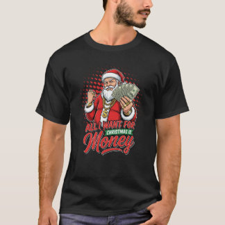 Camiseta Papai Noel Gângster Tudo Que Eu Quero Para O Natal