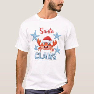 Camiseta Papai Noel Garra Engraçado Caranguejo Natalino