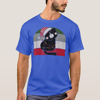 Camiseta Papai Noel Gato Negro Tangido Na Feliz Christma