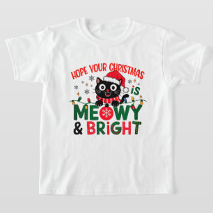 Camiseta Papai Noel Gato Preto Meowy & Brilhante Natal Meni