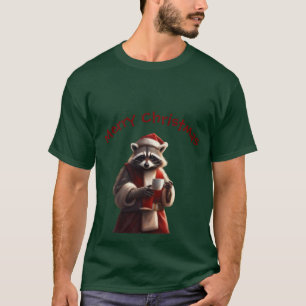 Camiseta Papai Noel Guaxinim de conto de fadas com Café