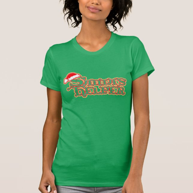 Camiseta Papai noel Helper Red White e Gold t-shirt de Nata (Frente)