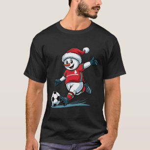 Camiseta Papai Noel Homem de Neve Jogando Futebol Divertido