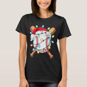 Camiseta Papai Noel Jogador de Beisebol Chapéu de Natal Hom