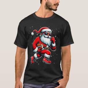 Camiseta Papai Noel Jogando Futebol Homens Meninos Futebol