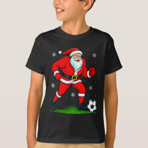 Camiseta Papai Noel Jogando Futebol Natal Divertido Futebol