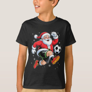 Camiseta Papai Noel Jogando Futebol Natal Meninos Homens Cr