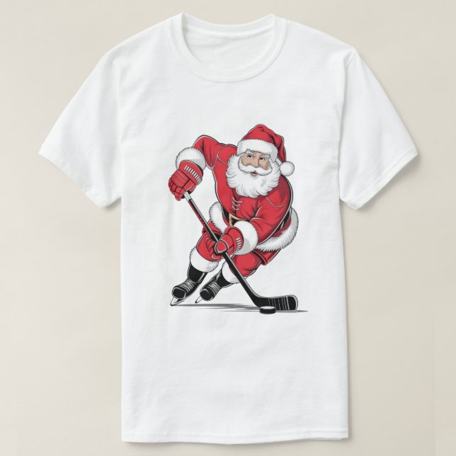 Camiseta Papai Noel jogando hóquei (Frente do Design)