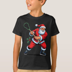 Camiseta Papai Noel Jogando Lacrosse Férias Engraçadas Nata