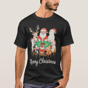 Camiseta Papai Noel Jogando Pôquer Urso Polar Pinguim Rena