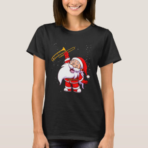 Camiseta Papai Noel Jogando Trombone Engraçado Trombone de