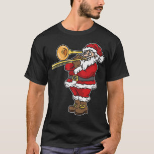 Camiseta Papai Noel jogando Trombone no Natal
