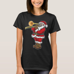 Camiseta Papai Noel jogando Trombone no Natal
