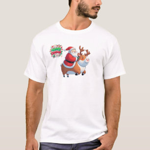 Camiseta "Papai noel Joyful Ride com Reindeer"
