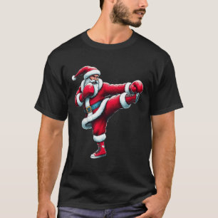 Camiseta Papai Noel Kickboxing Boxe Chutando Esportes Legai
