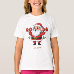 Camiseta Papai Noel Levantando Halteres – Natal Divertido