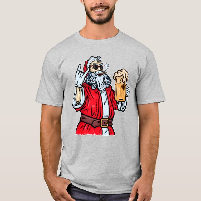 Camiseta Papai Noel Mau, Rocha, Cerveja e Charuto (Frente)