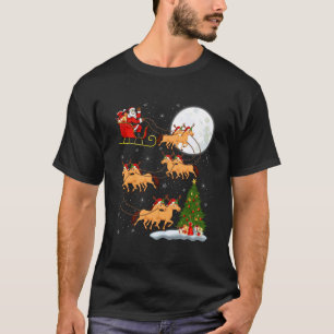Camiseta Papai Noel montado a cavalo trenó voador engraçado