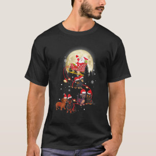 Camiseta Papai Noel montado em dachshund Rena reno Natal