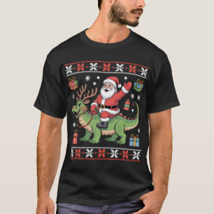 Camiseta Papai Noel Montado em Dinossauro de Rena