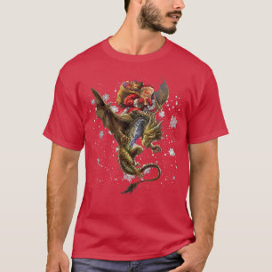 Camiseta Papai Noel Montado em Dragão Decoração de Natal