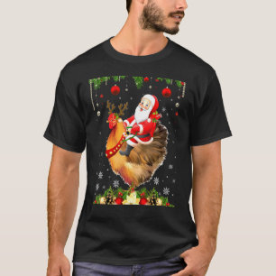 Camiseta Papai Noel Montado em Galinha Natal Rena Galinha L