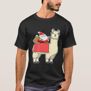 Camiseta Papai Noel Montado em Llama Natal Meninos Homens