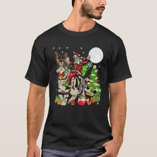 Camiseta Papai Noel Montado em Rena Gato American Shorthair