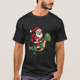 Camiseta Papai Noel Montado em um Dinossauro melhor present