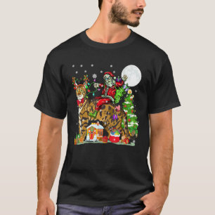 Camiseta Papai Noel Montado Rena Gato Bengal Árvore de Nata