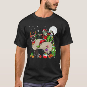 Camiseta Papai Noel Montado Rena Siamês Árvore de Natal  
