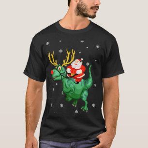 Camiseta Papai Noel Montando Dinossauro Amante do Natal Ale