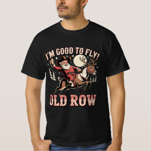 Camiseta Papai Noel montando rena Estou bem para voar bolso