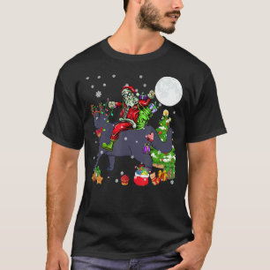 Camiseta Papai Noel Montando Rena Gato British Shorthair Na