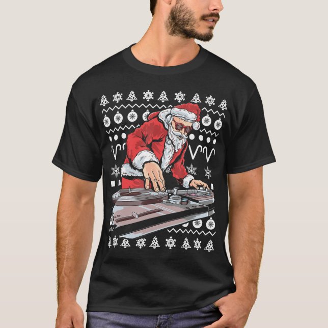 Camiseta Papai Noel Music DJ Tackly Christmas Ugly Xmas T-S (Frente)