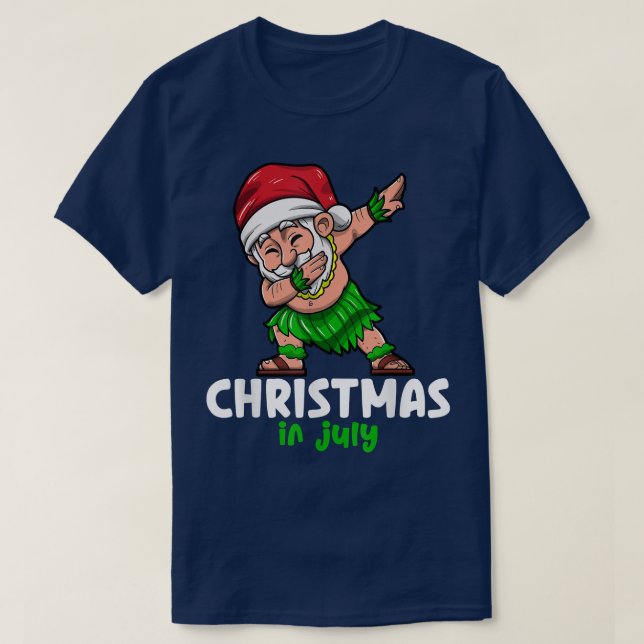 Camiseta Papai Noel Natal em julho celebra verão v (Frente do Design)