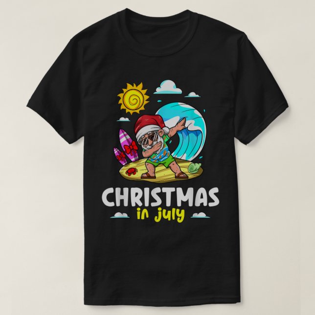 Camiseta Papai Noel Natal em julho celebra verão v (Frente do Design)