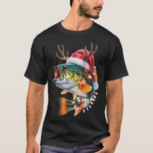 Camiseta Papai Noel Natal Peixe Engraçado Pescador Natal